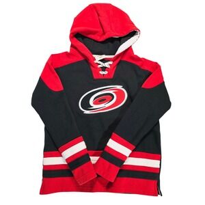 NHL Carolina Hurricanes Youth Medium 10/12 Lace Up Hoodie Red Black Sweatshirt